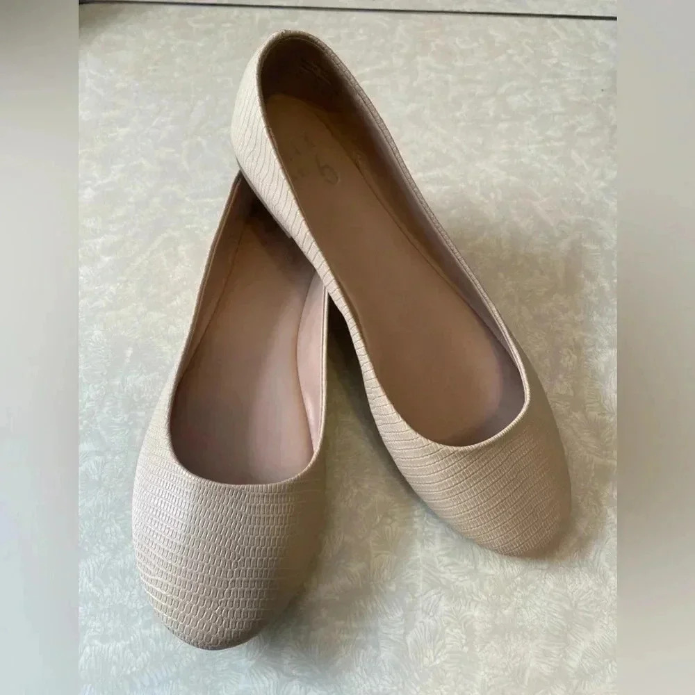 Mix No. 6 Danzey Ballet‎ Flats Bone Tan Snakeskin Size 7.5